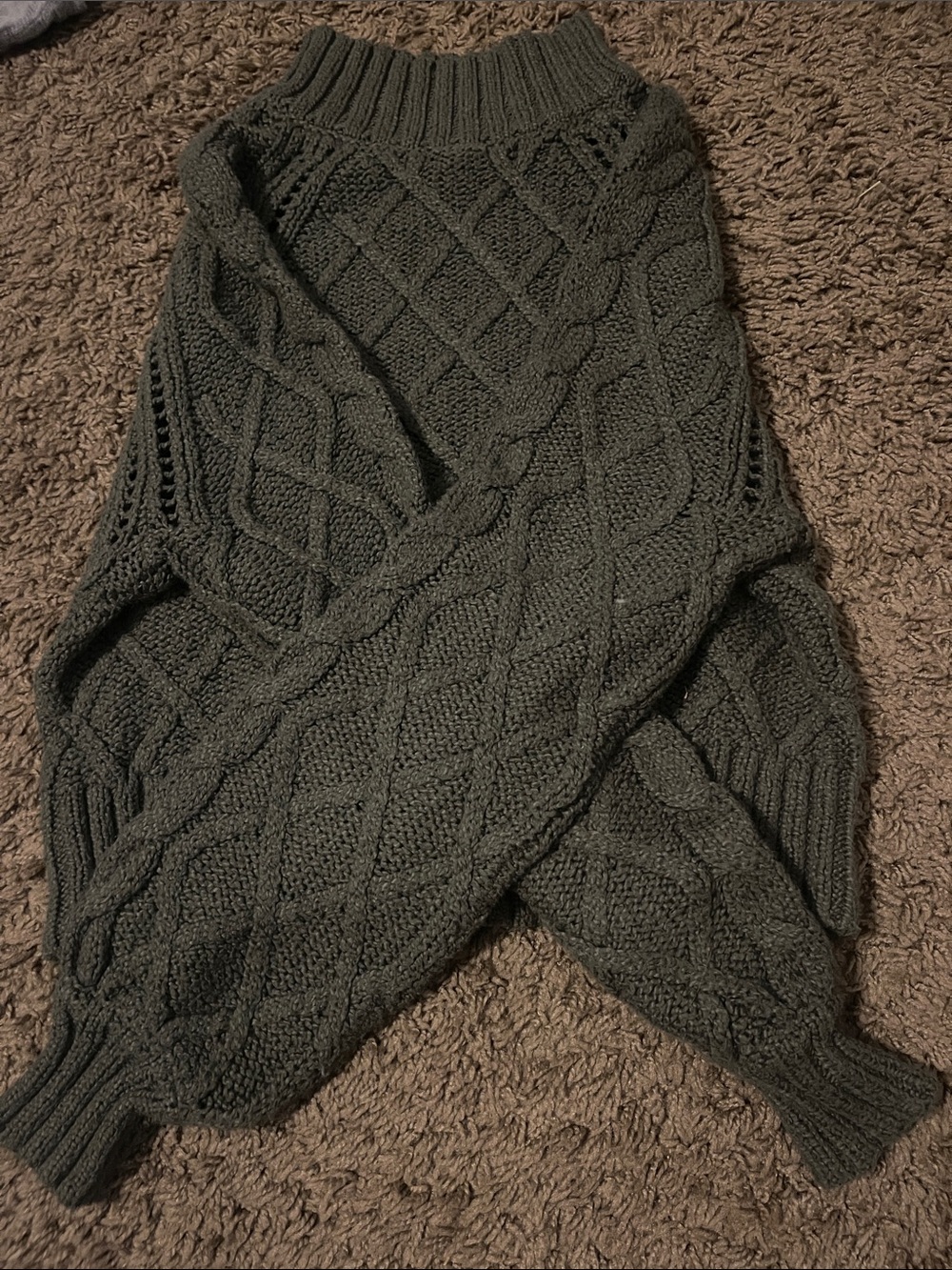 American Eagle Outfitters Olive Green Cable Knit Mock Neck Sweater
